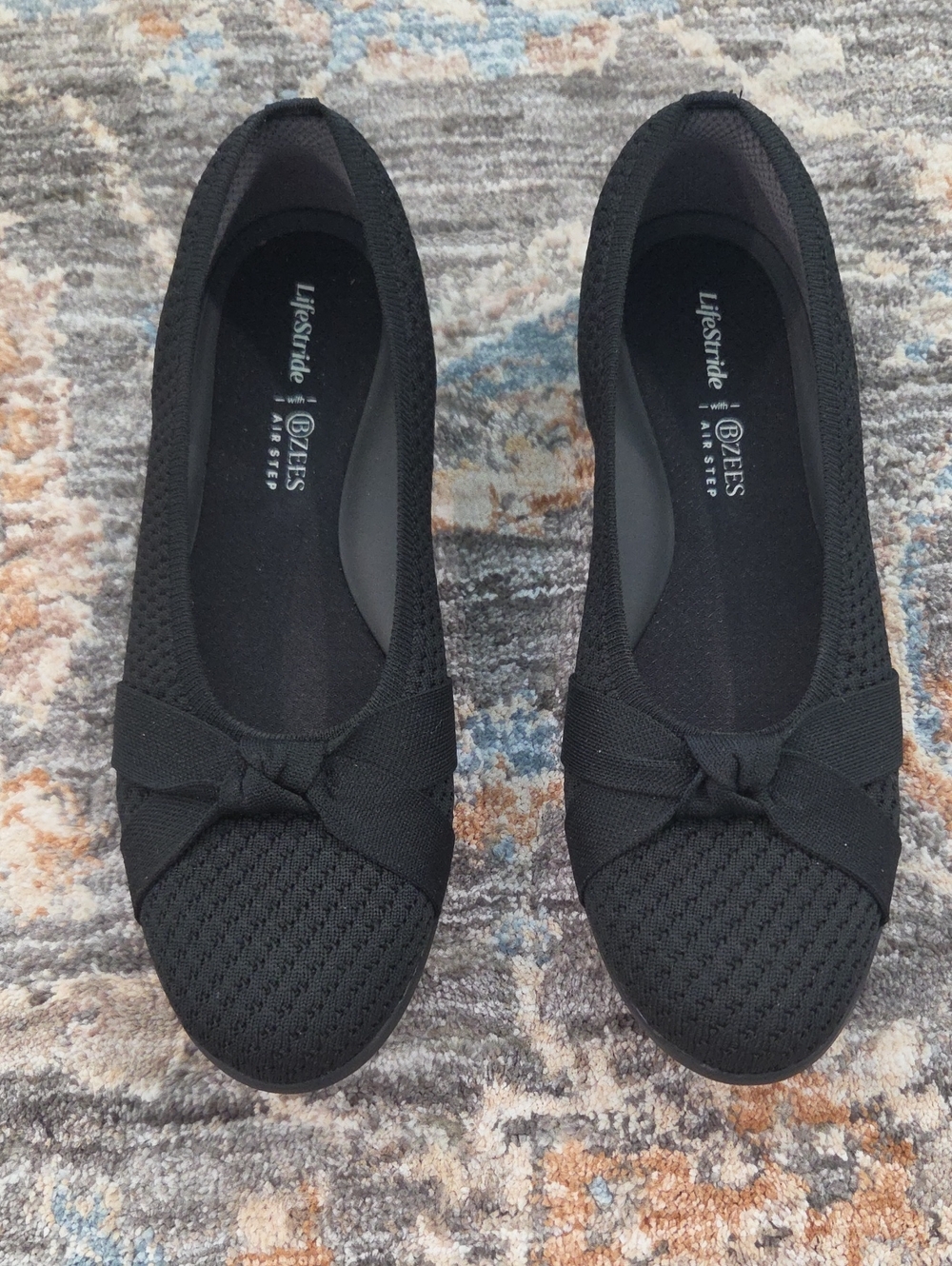 Life Stride Black Knit Bow Slip-Ons